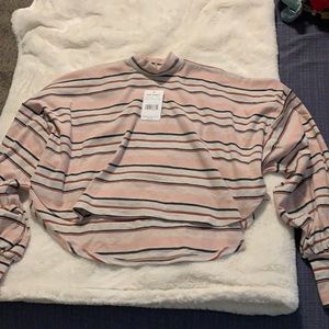FREE PEOPLE STRIPED CROP LONG SLEEVE SZ XS NWT